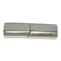Stainless Steel Magnetic Clasp, Rectangle, original color, 28x9x6.50mm, Hole:Approx 7x4mm, 20PCs/Lot, Sold By Lot