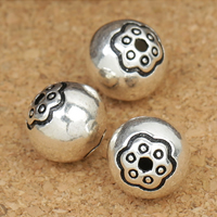 An Téalainn Sterling Silver Beads, Babhta, 10mm, Poll:Thart 1mm, 15ríomhairí pearsanta/Lot, Díolta De réir Lot