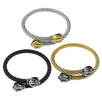 Stainless Steel Bangle Snake plated adjustable & with rhinestone & blacken 6mm Inner Approx Length Approx 7 Inch Sold By PC