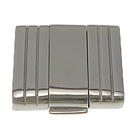 Stainless Steel Snap Clasp, Rectangle, original color, 19x18x5mm, Hole:Approx 15x2.5mm, 10PCs/Lot, Sold By Lot