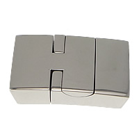 Edelstahl Magnetverschluss, Rechteck, originale Farbe, 24x14x7.50mm, Bohrung:ca. 11x4.5mm, 10PCs/Menge, verkauft von Menge