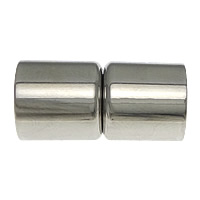 Edelstahl Magnetverschluss, Zylinder, originale Farbe, 20x10mm, Bohrung:ca. 8mm, 30PCs/Menge, verkauft von Menge