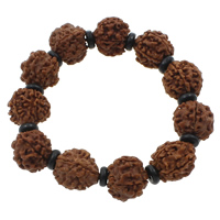 Wrist Mala, Rudraksha, with Coco, Buddhist jewelry, brown, 17mm, Length:Approx 7.5 Inch, 10Strands/Bag, 11PCs/Strand, Sold By Bag