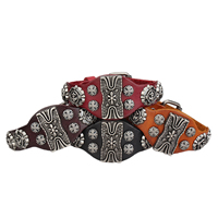 Men Bracelet, Cowhide, with Tibetan Style, antique silver color plated, more colors for choice, 23mm, Length:10 Inch, 10Strands/Lot, Sold By Lot