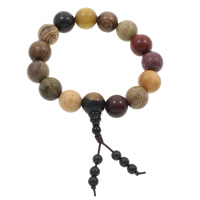 Wrist Mala Sandalwood with nylon elastic cord & Wood Round Buddhist jewelry multi-colored 15mm Length Approx 7.5 Inch  Sold By Bag