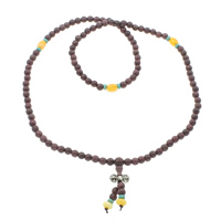 108 Mala Beads Red Sandalwood Willow with nylon elastic cord & turquoise & Yellow Agate & Zinc Alloy Round Buddhist jewelry purple 7mm Length Approx 26.5 Inch  Sold By Bag