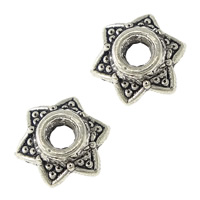 Tibetan Style Bead Cap, Star of David, antique silver color plated, nickel, lead & cadmium free, 6x7x0.50mm, Hole:Approx 2mm, 3000PCs/Lot, Sold By Lot