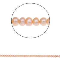 Cultured Button Freshwater Pearl Beads, Rondelle, pink, 6-7mm, Hole:Approx 0.8mm, Sold Per Approx 14.5 Inch Strand