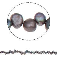 Barok ferskvandskulturperle Beads, Ferskvandsperle, top boret, mørklilla, 8-9mm, Hole:Ca. 0.8mm, Solgt Per Ca. 14.3 inch Strand