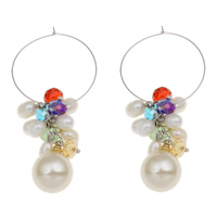 Freshwater Pearl Earrings brass earring clip platinum color plated Sold By Pair