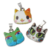 Zinc Alloy Animal Pendants Cat plated & enamel nickel lead & cadmium free Approx Sold By Lot