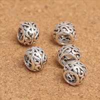 Thaïlande perle à grand trou, beignet, creux, 8x6mm, Trou:Environ 4mm, 30PC/lot, Vendu par lot
