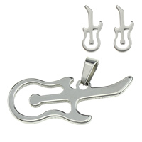 Fashion Stainless Steel Jewelry Sets pendant & earring Guitar original color  Approx Sold By Set