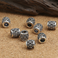 Ταϊλάνδη Sterling Silver Beads, Drum, κοίλος, 6x6mm, Τρύπα:Περίπου 3mm, 35PCs/Παρτίδα, Sold Με Παρτίδα
