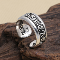 Thailand Sterling Silver Cuff Finger Ring, adjustable, 8mm, US Ring Size:9.5, 3PCs/Lot, Sold By Lot