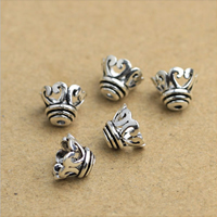 Thailand Sterling Silver Bead Cap, Flower, 8x6mm, Hole:Approx 1-3mm, 25PCs/Lot, Sold By Lot