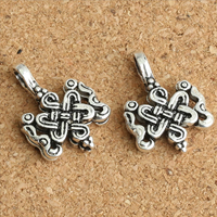Thailand Sterling Silver, Chinese Knot, 22x12x4mm, Hole:Approx 1-3mm, 5PCs/Lot, Sold By Lot