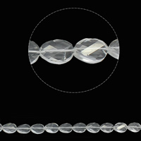 Natürliche klare Quarz Perlen, Klarer Quarz, flachoval, facettierte, 15x20mm, Bohrung:ca. 1.5mm, ca. 20PCs/Strang, verkauft per ca. 15.7 ZollInch Strang