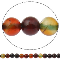 Perle prirodne pucketati ahat, Pucketanje Agate, Krug, različite veličine za izbor, multi-boji, Rupa:Približno 1mm, Dužina Približno 15 inčni, Prodano By Lot