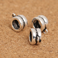 Thailand Sterling Silver Bail Bead, Donut, 8x5mm, Hole:Approx 5mm, 1-3mm, 25PCs/Lot, Sold By Lot