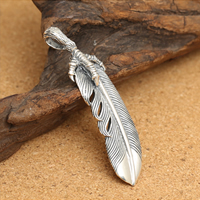 Thailand Sterling Silver Pendants Feather Approx 1-3mm Sold By PC