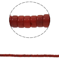 Natürliche Korallen Perlen, Scheibe, rot, Grade A, 5x3mm, Bohrung:ca. 1mm, ca. 145PCs/Strang, verkauft per ca. 15.7 ZollInch Strang