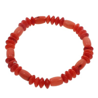Bracelet corail, corail naturel, naturel, rouge, 8x4mm, 7x10mm, Vendu par Environ 6.5 pouce brin