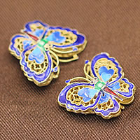 925 Sterling Silver Cloisonne Beads Butterfly real gold plated hollow Approx 1.5mm Sold By Lot