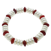 Coral Bracelet Natural Coral with South Sea Shell Rondelle natural red Sold Per Approx 6.5 Inch Strand
