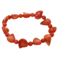 Bracelet corail, corail naturel, naturel, rouge, 6mm, 13-16mm, Vendu par Environ 6.5 pouce brin