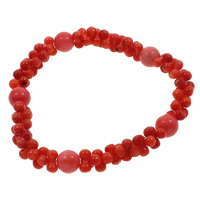 Coral Bracelet, Natural Coral, Barbell, natural, red, 8mm, 8x4mm, Sold Per Approx 6.5 Inch Strand