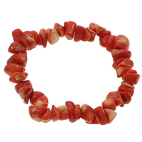 Bracelet corail, corail naturel, pepite, naturel, rouge, 6-11mm, Vendu par Environ 6.5 pouce brin