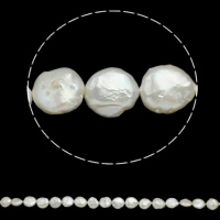 Grânulos pérolas de água doce cultivados da moeda, naturais, branco, Grade AA, 10-11mm, Buraco:Aprox 0.8mm, vendido para 15 inchaltura Strand