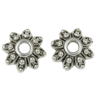 Tibetan Style Bead Cap, Flower, antique silver color plated, nickel, lead & cadmium free, 8x3mm, Hole:Approx 1mm, Approx 3846PCs/KG, Sold By KG
