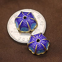 Sterling Silver Cloisonne Bead Cap real gold plated Approx 1.5mm Sold By Lot