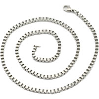 Stainless Steel Chain Necklace, different size for choice & box chain, original color, Length:Approx 19.5 Inch, Sold By Lot