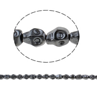 Nicht-magnetische Hämatit Perlen, Non- magnetische Hämatit, Schädel, schwarz, 8x10x8mm, Bohrung:ca. 1mm, Länge:ca. 15.7 ZollInch, 10SträngeStrang/Tasche, ca. 40PCs/Strang, verkauft von Tasche