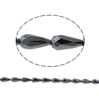 Nicht-magnetische Hämatit Perlen, Non- magnetische Hämatit, Tropfen, verschiedene Größen vorhanden & facettierte, schwarz, Bohrung:ca. 1mm, Länge:ca. 15.7 ZollInch, verkauft von Tasche