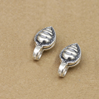 Thailand Sterling Silver, Teardrop, Buddhist jewelry, 17x8.50x6.50mm, Hole:Approx 1-3mm, 10PCs/Lot, Sold By Lot