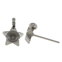 Stainless Steel Earring Stud Component, Star, with loop, original color, 8x10x3mm, 0.8mm, Hole:Approx 1.5mm, Inner Diameter:Approx 4mm, 200Pairs/Lot, Sold By Lot