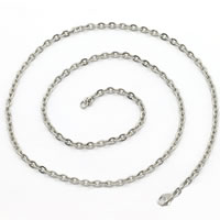 Stainless Steel Chain halskæde, forskellig størrelse for valg & oval kæde, oprindelige farve, 50Strands/Lot, Solgt af Lot