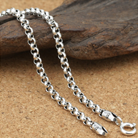 Thajsko Sterling Silver Chain Necklace, různé délky pro volbu & Rolo řetěz, 3mm, Prodáno By Lot