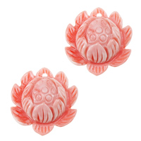 Fluted Giant, Lotus Seedpod, Carved, pink, 21x22x11mm, Hole:Approx 1mm, 5PCs/Lot, Sold By Lot