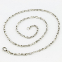 Stainless Steel Chain Necklace, different size for choice & rope chain, original color, Length:Approx 19.6 Inch, Sold By Lot