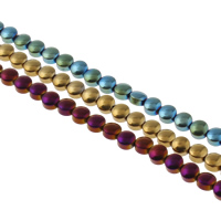Nicht-magnetische Hämatit Perlen, Non- magnetische Hämatit, flache Runde, plattiert, verschiedene Größen vorhanden, keine, Bohrung:ca. 1mm, Länge ca. 15.7 ZollInch, verkauft von Tasche