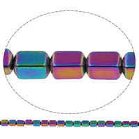 Abalorios de Hematita no Magnética, Rectángular, chapado en colorido, multicolor, 4x2mm, agujero:aproximado 1mm, longitud:aproximado 15.7 Inch, 10Strandsfilamento/Bolsa, aproximado 100PCs/Sarta, Vendido por Bolsa