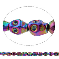 Abalorios de Hematita no Magnética, Calavera, chapado en colorido, multicolor, 8x10mm, agujero:aproximado 1mm, longitud:aproximado 15.7 Inch, 10Strandsfilamento/Bolsa, aproximado 40PCs/Sarta, Vendido por Bolsa