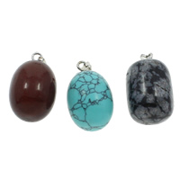 Bijoux Pendentifs en pierres gemmes, pierre gemme, avec laiton caution, naturel, différents matériaux pour le choix & mélangé, 13x22mm, Trou:Environ 2x4mm, 50PC/sac, Vendu par sac