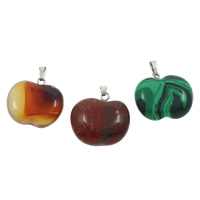 Gemstone Pendants Jewelry, with brass bail, Apple, natural, different materials for choice, 20x19x7mm, Hole:Approx 2x4mm, 50PCs/Bag, Sold By Bag