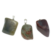 Gemstone Pendants Jewelry, with brass bail, natural, mixed, 10-16mm, 130x100x15mm, Hole:Approx 2x5mm, 12PCs/Box, Sold By Box